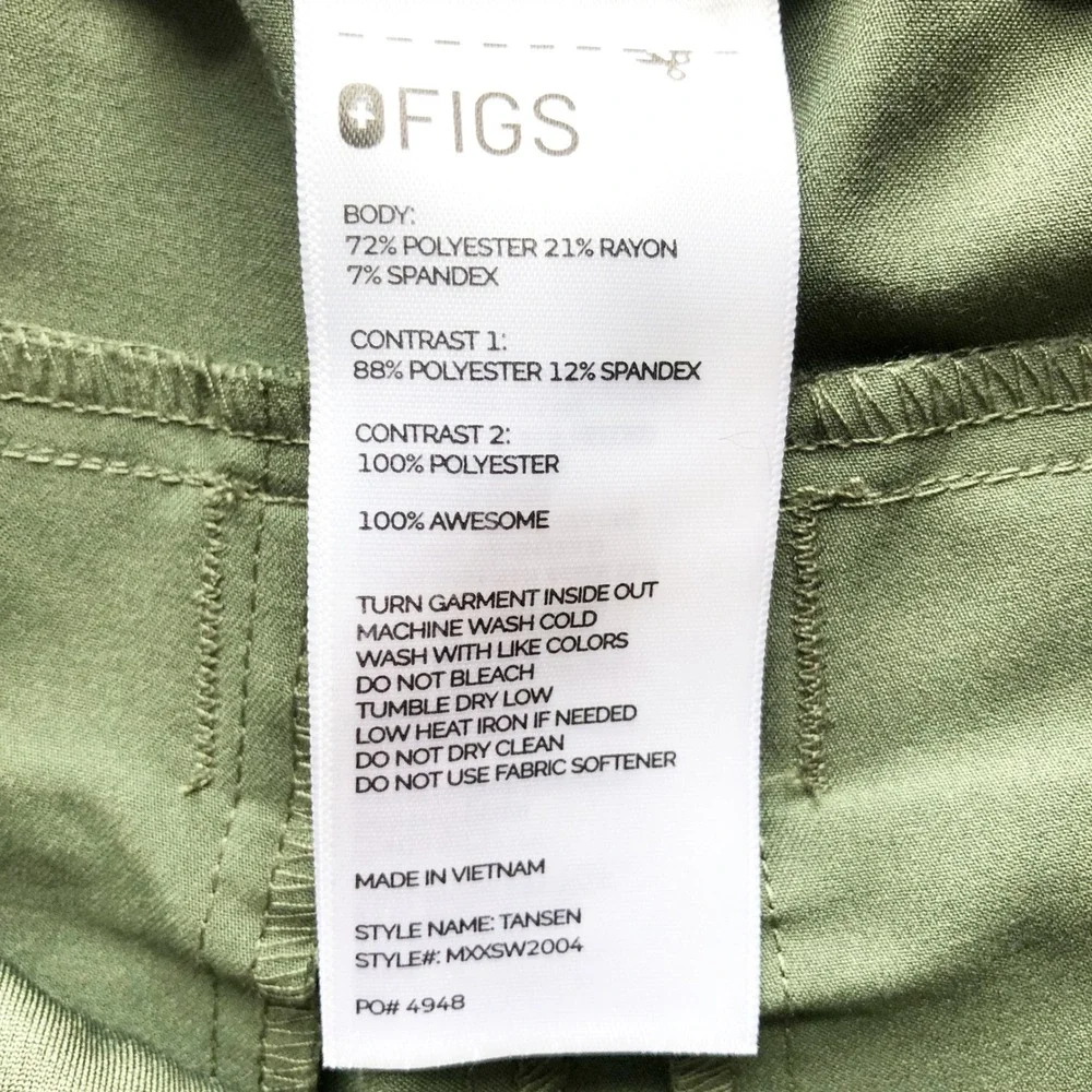 FIGS Scrubs Mens Small Tansen Jogger Pants Moss Green Technical Joggers